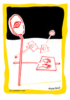 Jimmy Hutch Limited Edition Giclee Print Dystopian image. Discarded symbols for 5 senses. Artwork for sale.