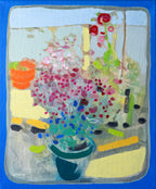 Artistic depiction of a kitchen scene with flowers and kitchenware on a blue background

Rose Champion, Oil Painting by Jimmy Hutch 