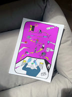 Colorful poster with illustrations on a gray surface. timeandthehelpinghand by Jimmy Hutch 